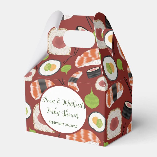 Sushi Neutral Baby Shower Favor Boxes (Front Side)