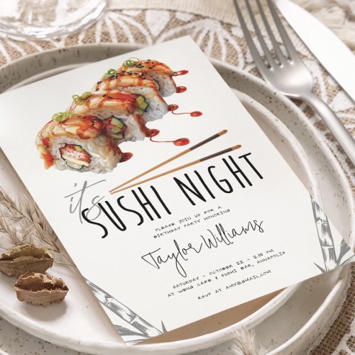 Sushi Night Adult Birthday Party Invitation