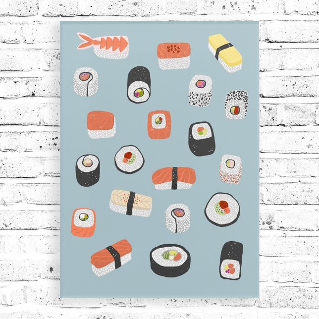Sushi Nigiri Maki Roll Acrylic Print (Sushi lovers Japanese food art acrylic wall art print)
