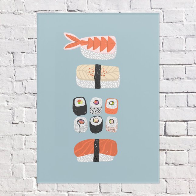 Sushi Nigiri Maki Roll Food Art (Japanese sushi fun foodie wall art)