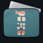 Sushi Nigiri Maki Roll Laptop Sleeve<br><div class="desc">Fun Japanese sushi food art on a deep green background.</div>