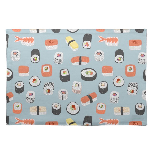 Sushi Nigiri Maki Roll Pattern Cloth Placemat (Front)