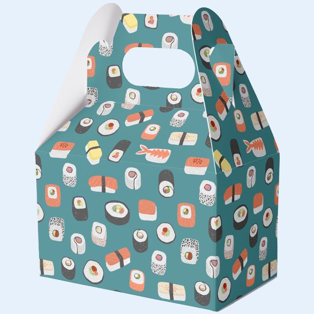 Sushi Nigiri Maki Roll Pattern Favor Boxes (Fun Japanese sushi pattern favor or gift box)