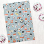 Sushi Nigiri Maki Roll Pattern Kitchen Towel<br><div class="desc">Japanese sushi food art pattern on a mid blue background to perk up the kitchen.</div>