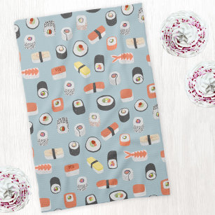 Sushi Nigiri Maki Roll Pattern Kitchen Towel