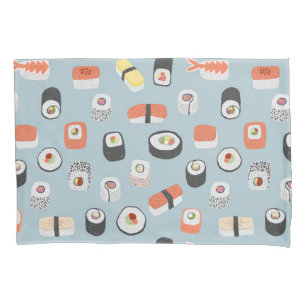 Sushi Nigiri Maki Roll Pattern Pillow Case