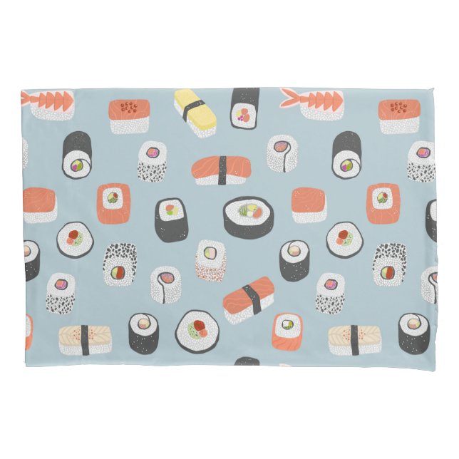 Sushi Nigiri Maki Roll Pattern Pillow Case (Front-Left)