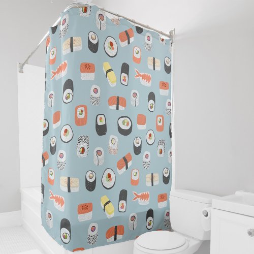 Sushi Nigiri Maki Roll Pattern Shower Curtain