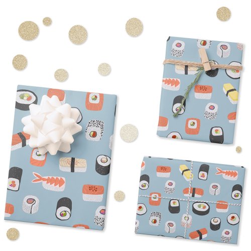 Sushi Nigiri Maki Roll Pattern Wrapping Paper Sheets