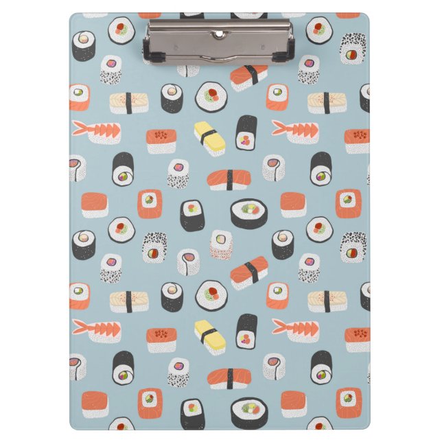 Sushi Nigiri Maki Roll Patterned Clipboard (Front)