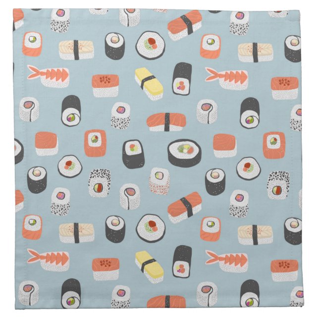Sushi Nigiri Maki Roll Patterned Cloth Napkin (Front)