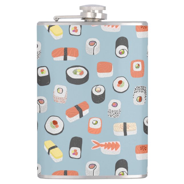 Sushi Nigiri Maki Roll Patterned Flask (Front)