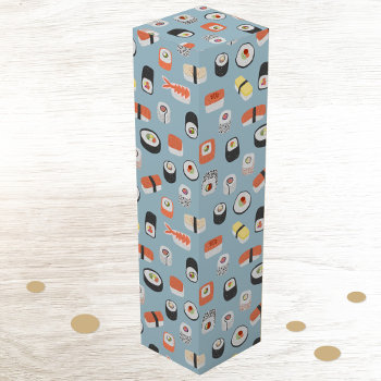 Sushi Nigiri Maki Roll Patterned Wine Box by Squirrell at Zazzle