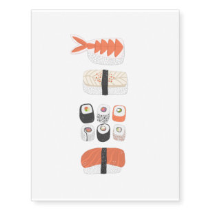 Sushi Nigiri Maki Roll Temporary Tattoos