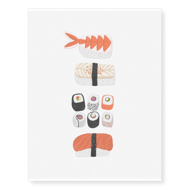 Sushi Nigiri Maki Roll Temporary Tattoos (Front)