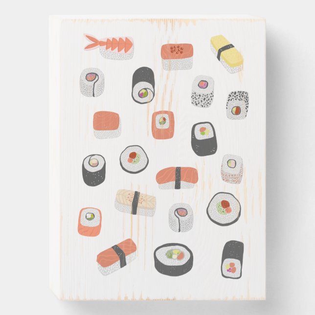 Sushi Nigiri Maki Roll Wooden Box Sign (Front Vertical)