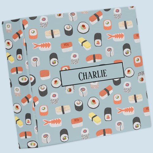 Sushi Nigiri Sashimi Maki Roll Custom Name 3 Ring Binder