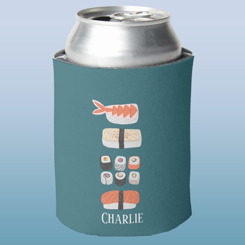 Sushi Nigiri Sashimi Maki Roll Custom Name Can Cooler