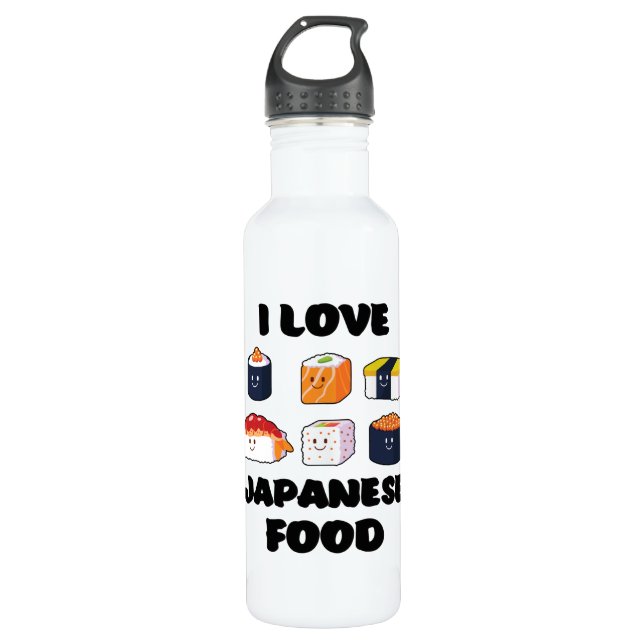 Sushi Noodles Anime Manga Funny Japan Otaku Outfit Stainless Steel Water Bottle (Front)