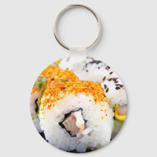 Sushi on a plate keychain