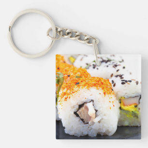 Sushi on a plate keychain