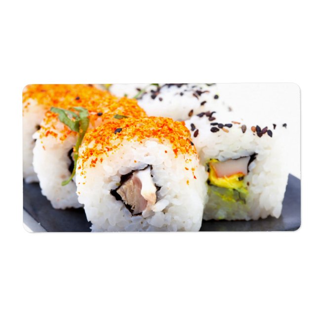Sushi on a plate label (Front)
