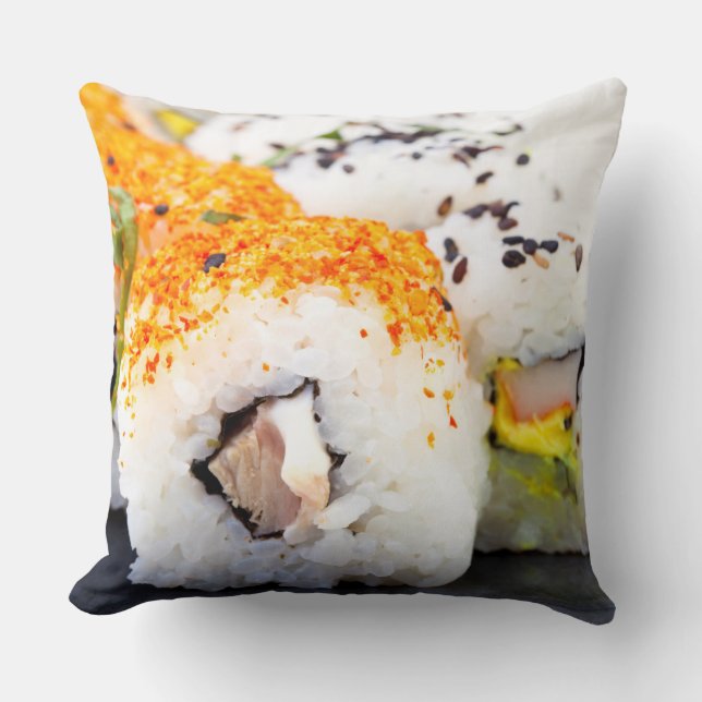 Sushi on a plate throw pillow (Front)