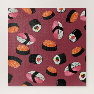 Sushi Onigiri Rolls: Seamless Illustration Jigsaw Puzzle