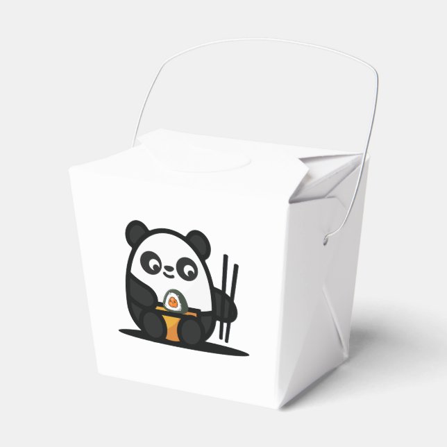 Sushi Panda Paper Favor Box, Take Out 2x2x2.75 Boxes (Front Side)