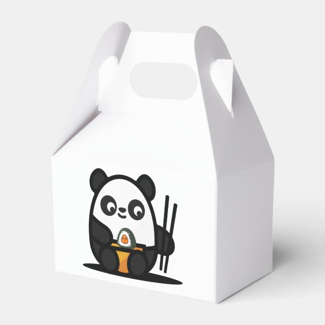 Sushi Panda Paper Favor Box, Take Out 2x2x2.75 Boxes (Front Side)