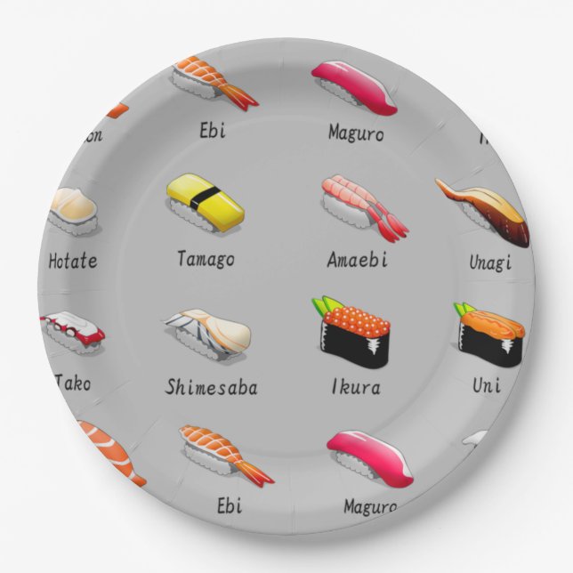 Sushi Paper Party Plates (Front)