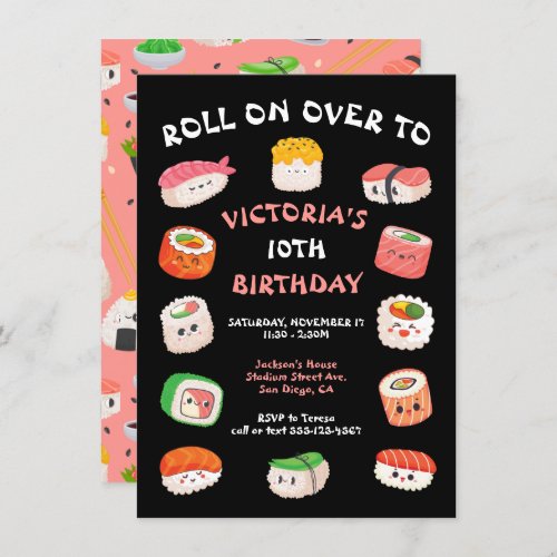 Sushi Party birthday Invitation