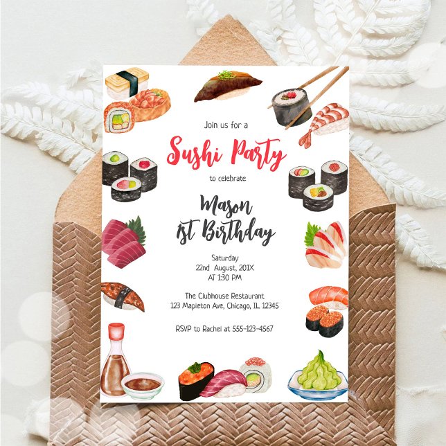 Sushi Party Birthday Invitation (Creator Uploaded)