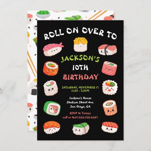 Sushi Party birthday Invitation