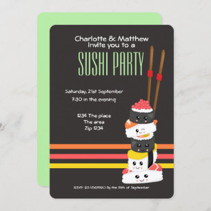 Sushi Party Cute Kawaii Personalize Japanese Invitation