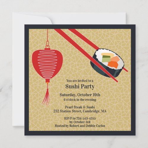 Sushi Party Flat Invitation