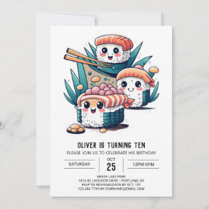 Sushi Party Fun Kids Birthday Invitation