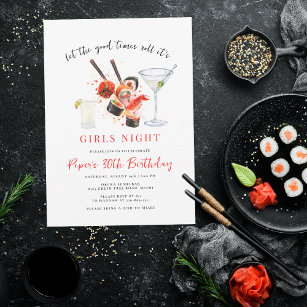 Sushi Party   Good Times Roll Girls Night Party Invitation