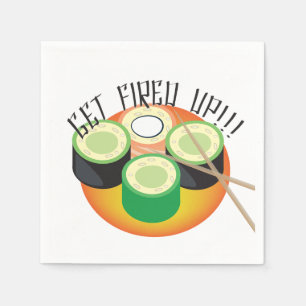 Sushi Party Hibachi Cucumber Chopsticks Pattern Napkins