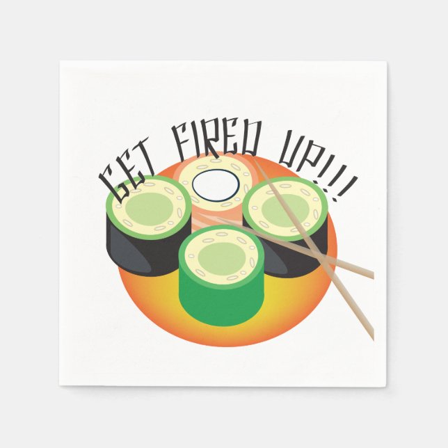Sushi Party Hibachi Cucumber Chopsticks Pattern Napkins (Front)