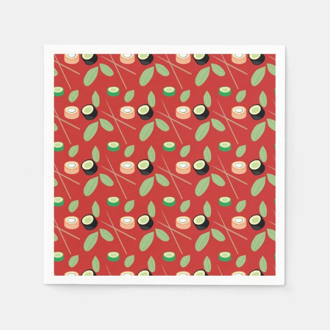 Sushi Party Hibachi Rolls and Chopsticks Napkins (Front)