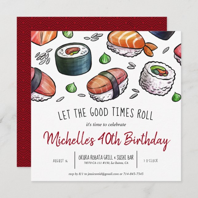 Sushi Party Invitation (Front/Back)