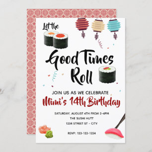 Sushi Party Invite, Birthday Invitation