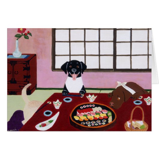 Sushi Party Labradors Cards (Front Horizontal)