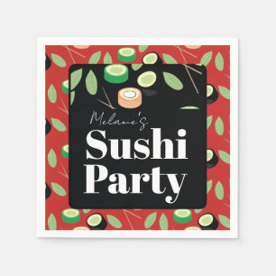 Sushi Party Rolls Birthday Name Napkins