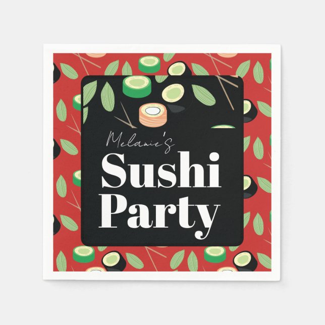 Sushi Party Rolls Birthday Name Napkins (Front)