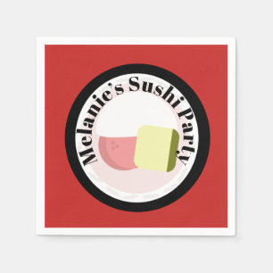 Sushi Party Rolls Birthday Name Napkins