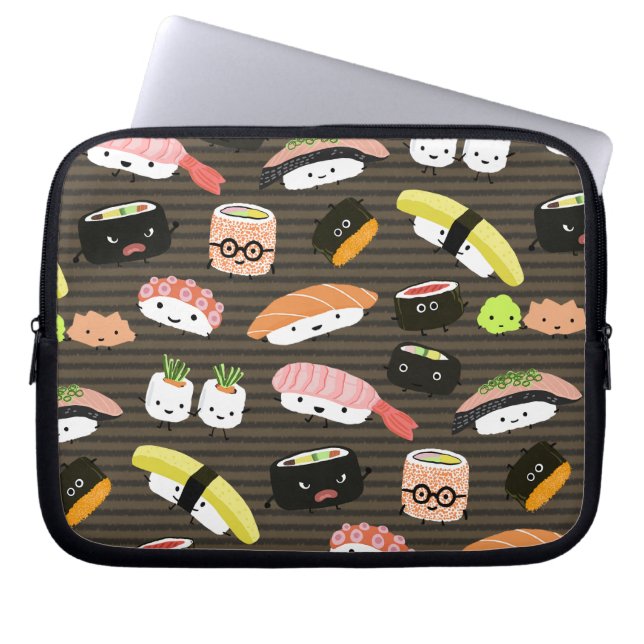 Sushi Party - Sushi Rolls, Sashimi, Wasabi, Ginger Laptop Sleeve (Front)