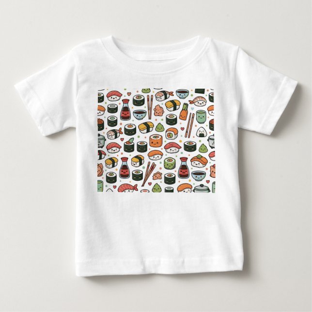 sushi pattern baby T-Shirt (Front)
