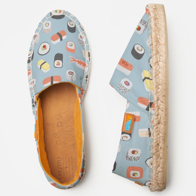 Sushi Pattern Blue Espadrilles (Side)
